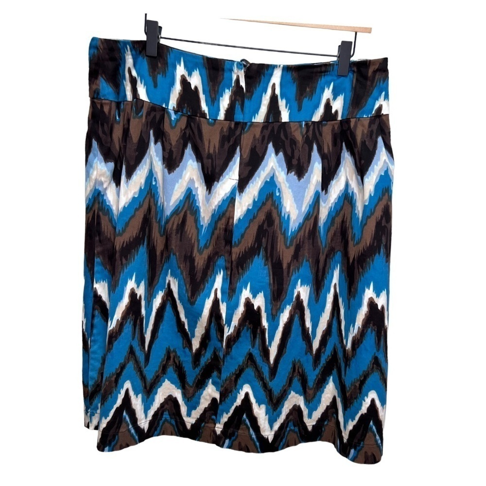 Addition Elle Brown & Blue Chevron Print Pencil Skirt Size 14